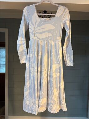Long Sleeve Organic Cotton  Floral Fit-and-Flare Dress